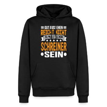 Maître charpentier Charpentier Menuiserie Menuiserie - Sweat à capuche Premium bio Homme - noir - Devant - Nico (187cm)