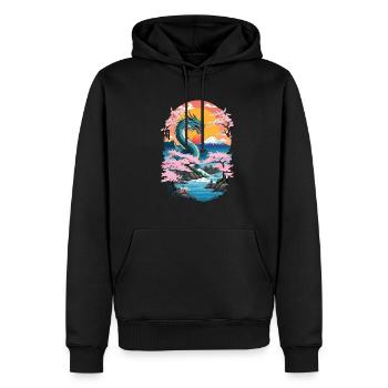 Kirschblüten Ukiyo-E Kunst Drachen Anime - Männer Premium Bio Hoodie - Schwarz - Vorne - Nico (187cm)