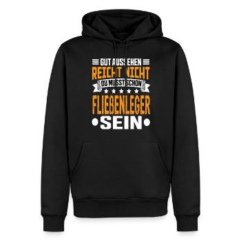 carrelage carrelage artisanat carrelage dicton - Sweat à capuche Premium bio Homme - noir - Devant - Nico (187cm)