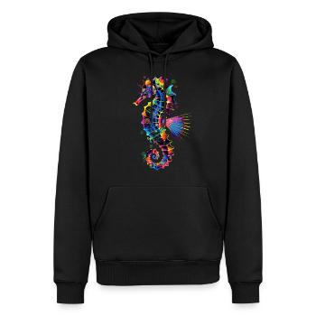 Seepferdchen Pop Art Bunt Aquarist Süßes Seepferd - Männer Premium Bio Hoodie - Schwarz - Vorne - Nico (187cm)