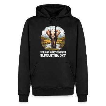 Éléphant Éléphant - Sweat à capuche Premium bio Homme - noir - Devant - Nico (187cm)