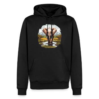 Elephant Elephant - Men’s Premium Organic Hoodie - black - Front - Nico (187cm)