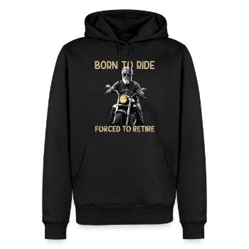 Drôle de retraité disant design de moto vintage - Sweat à capuche Premium bio Homme - noir - Devant - Nico (187cm)