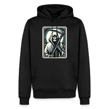 Tarotkarte Tod XIII, Tarot Karte Sensenmann - Männer Premium Bio Hoodie - Schwarz - Vorne - Nico (187cm)