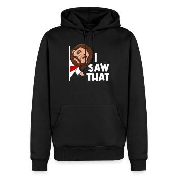 J’ai vu Jésus Mème Drôle Chrétien - Sweat à capuche Premium bio Homme - noir - Devant - Nico (187cm)