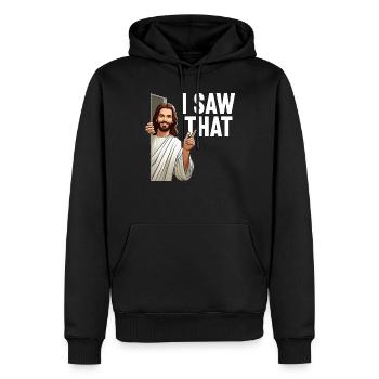 J’ai vu Jésus Mème Drôle Chrétien - Sweat à capuche Premium bio Homme - noir - Devant - Nico (187cm)