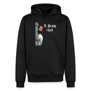 J’ai vu Jésus Mème Drôle Chrétien - Sweat à capuche Premium bio Homme - noir - Devant - Nico (187cm)