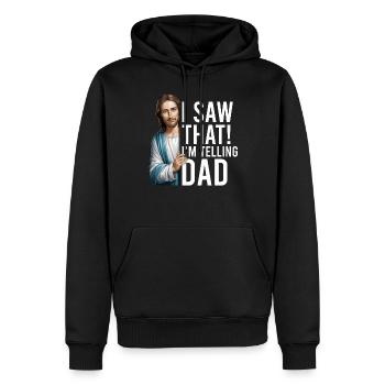 J’ai vu Jésus Mème Drôle Chrétien - Sweat à capuche Premium bio Homme - noir - Devant - Nico (187cm)