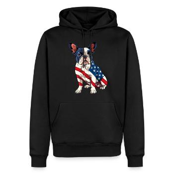 Boston Terrier Dog 4 juillet Drapeau américain Cadeaux - Sweat à capuche Premium bio Homme - noir - Devant - Nico (187cm)