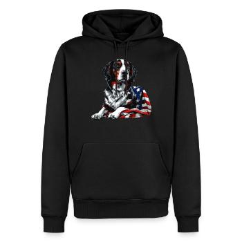 Border Collie Dog 4 juillet Drapeau américain Cadeaux - Sweat à capuche Premium bio Homme - noir - Devant - Nico (187cm)