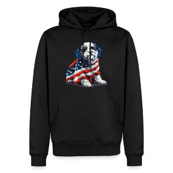 Bichon Frise Dog 4th of July American Flag Gifts - Männer Premium Bio Hoodie - Schwarz - Vorne - Nico (187cm)