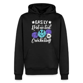 Crochet au crochet - Facilement distrait par le crochet - Sweat à capuche Premium bio Homme - noir - Devant - Nico (187cm)
