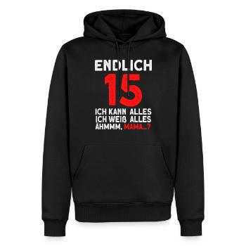 Finally 15 I can do everything I know everything - Men’s Premium Organic Hoodie - black - Front - Nico (187cm)