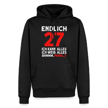 Finally 27 I can do everything, I know everything - Men’s Premium Organic Hoodie - black - Front - Nico (187cm)
