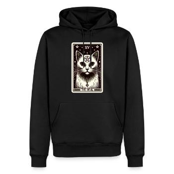 Carte de tarot Le Diable XV, Carte de tarot Chat - Sweat à capuche Premium bio Homme - noir - Devant - Nico (187cm)