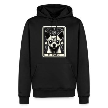 Carte de tarot Le Diable XV, Carte de tarot Chihuahua - Sweat à capuche Premium bio Homme - noir - Devant - Nico (187cm)