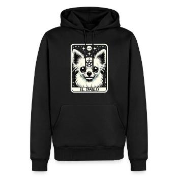 Carte de tarot Le Diable XV, Carte de tarot Chihuahua - Sweat à capuche Premium bio Homme - noir - Devant - Nico (187cm)