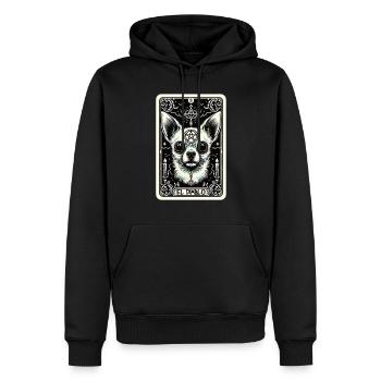 Carte de tarot Le Diable XV, Carte de tarot Chihuahua - Sweat à capuche Premium bio Homme - noir - Devant - Nico (187cm)