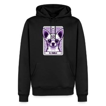 Carte de tarot Le Diable XV, Carte de tarot Chihuahua - Sweat à capuche Premium bio Homme - noir - Devant - Nico (187cm)