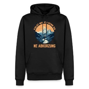 Folgt mir Ich kenn da ne Abkürzung Wandern gehen - Männer Premium Bio Hoodie - Schwarz - Vorne - Nico (187cm)