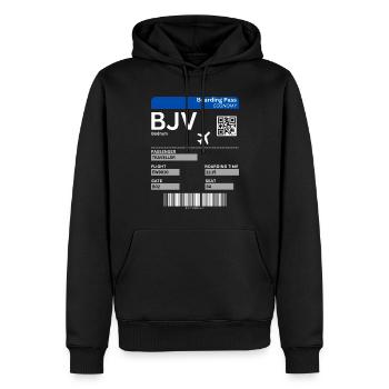 Billet d’embarquement à Bodrum Aéroport BJV Turquie Idée de vacances - Sweat à capuche Premium bio Homme - noir - Devant - Nico (187cm)