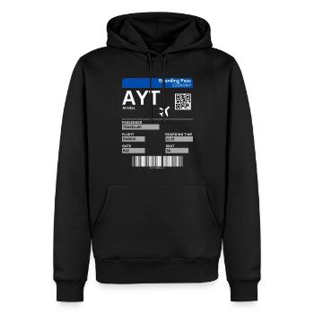 Billet d’embarquement à Antalya Idée de vacances à l’aéroport en Turquie - Sweat à capuche Premium bio Homme - noir - Devant - Nico (187cm)