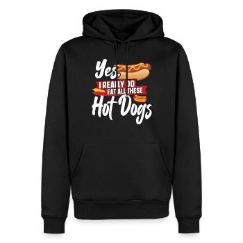 Hot Dog Adult Yes, I Really Do Eat - Men’s Premium Organic Hoodie - black - Front - Nico (187cm)