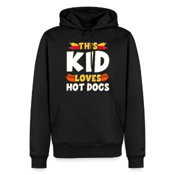 Hot Dog Adult Kid This Kid Loves - Männer Premium Bio Hoodie - Schwarz - Vorne - Nico (187cm)