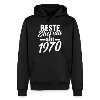 Meilleure épouse de la Saint-Valentin depuis 1970 - Sweat à capuche Premium bio Homme - noir - Devant - Nico (187cm)