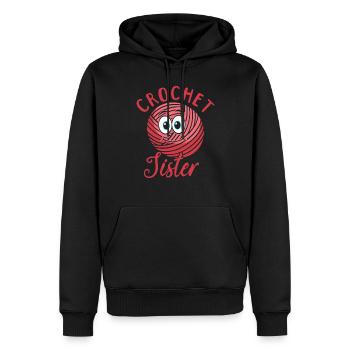 Crochet Crocheting Sister Crochet Sister - Männer Premium Bio Hoodie - Schwarz - Vorne - Nico (187cm)