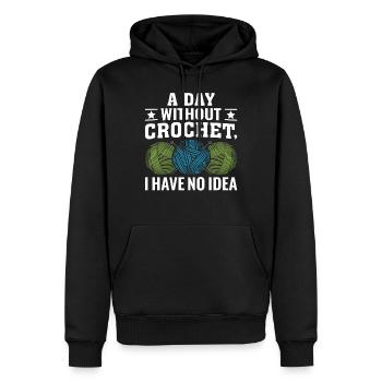 Une journée sans crochet que je n’ai pas idée - Crochet Quo - Sweat à capuche Premium bio Homme - noir - Devant - Nico (187cm)