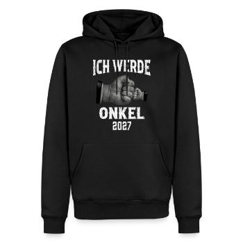 Ich werde Onkel 2027 - Männer Premium Bio Hoodie - Schwarz - Vorne - Nico (187cm)
