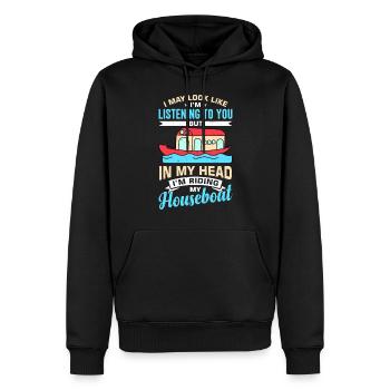 Drôle de dicton de péniche - Sweat à capuche Premium bio Homme - noir - Devant - Nico (187cm)