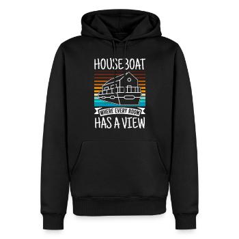 Witziger Hausboot Spruch - Männer Premium Bio Hoodie - Schwarz - Vorne - Nico (187cm)