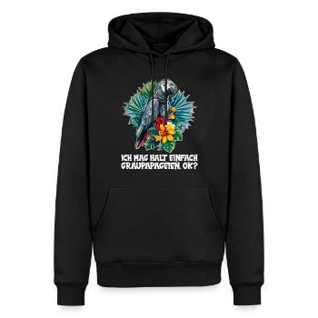 Graupapageien Graupapagei - Männer Premium Bio Hoodie - Schwarz - Vorne - Nico (187cm)