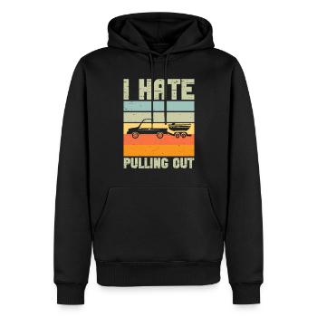 Funny boat boat captain pulling out - Men’s Premium Organic Hoodie - black - Front - Nico (187cm)