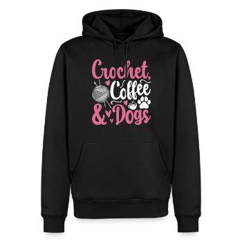Crochet coffee & dogs - Crocheter Dog Owner - Männer Premium Bio Hoodie - Schwarz - Vorne - Nico (187cm)