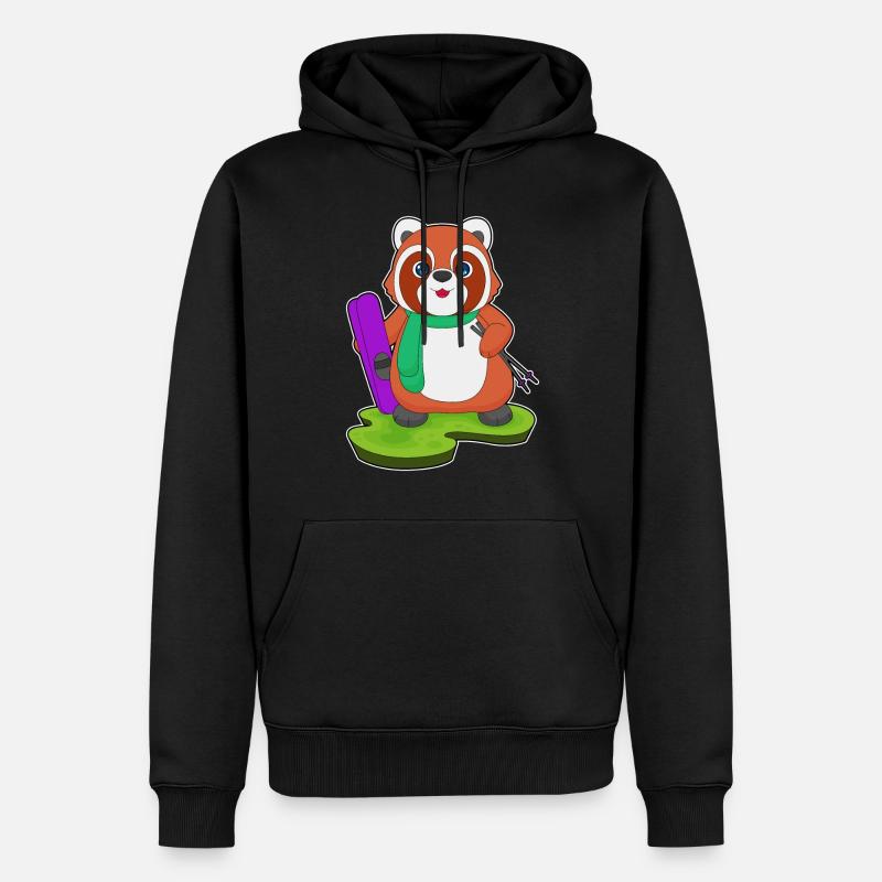 Red Panda Skier Ski - Sweat à capuche Premium bio Homme - noir