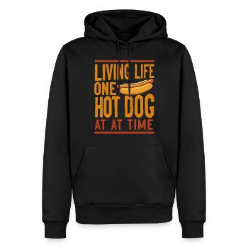 Hot Dog Adult Living Life One Hot - Männer Premium Bio Hoodie - Schwarz - Vorne - Nico (187cm)
