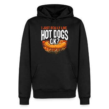 Hot Dog Adult I Just Really Like - Men’s Premium Organic Hoodie - black - Front - Nico (187cm)