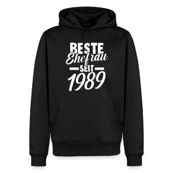Meilleure épouse de la Saint-Valentin depuis 1989 - Sweat à capuche Premium bio Homme - noir - Devant - Nico (187cm)
