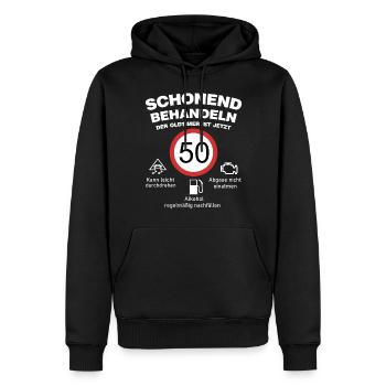 Der Oldtimer wird 50 Jahre alt lustige Auto Spruch - Männer Premium Bio Hoodie - Schwarz - Vorne - Nico (187cm)