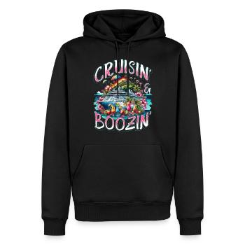Kreuzfahrt Kreuzfahrer Cruisin & Boozin - Männer Premium Bio Hoodie - Schwarz - Vorne - Nico (187cm)