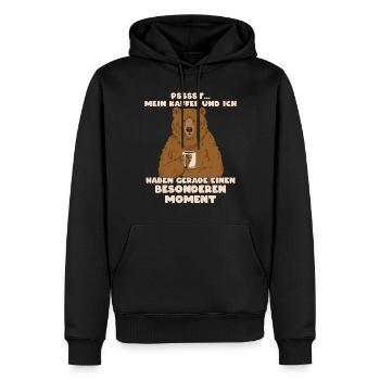 Café et ours, buveur de café, amateurs de café - Sweat à capuche Premium bio Homme - noir - Devant - Nico (187cm)