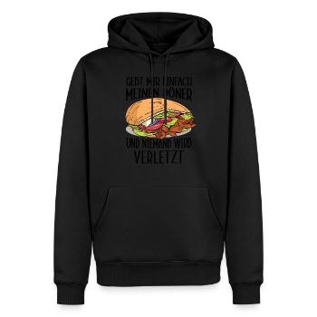 Döner Spruch, Türkische Küche - Männer Premium Bio Hoodie - Schwarz - Vorne - Nico (187cm)