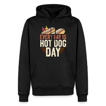 Hot Dog Adulte Chaque jour est un hot-dog - Sweat à capuche Premium bio Homme - noir - Devant - Nico (187cm)