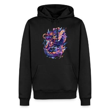 Chinesischer Drache Fantasy Dragoncore Aesthetic - Männer Premium Bio Hoodie - Schwarz - Vorne - Nico (187cm)