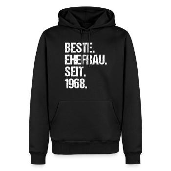 Meilleure épouse de la Saint-Valentin depuis 1968 - Sweat à capuche Premium bio Homme - noir - Devant - Nico (187cm)