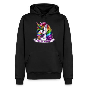 LGBTQ Einhorn Regenbogen Pride Mampf Eis - Männer Premium Bio Hoodie - Schwarz - Vorne - Nico (187cm)