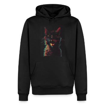 Black Cat Digital Horror Glitchcore Weirdcore - Männer Premium Bio Hoodie - Schwarz - Vorne - Nico (187cm)